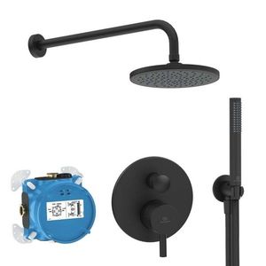IDEAL STANDARD CeraLine Sprchový set s baterií pod omítku, s tělesem, průměr 20 cm, matná černá BD193XG obraz