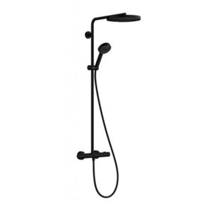 HANSGROHE Pulsify S Puro Sprchový set s termostatem, průměr 26 cm, 3 proudy, EcoSmart, matná černá 24237670 obraz
