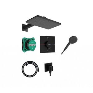 HANSGROHE Raindance Alive Q Sprchový set s termostatem pod omítku, s tělesem, 21x34 cm, 3 proudy, matná černá 24620670 obraz