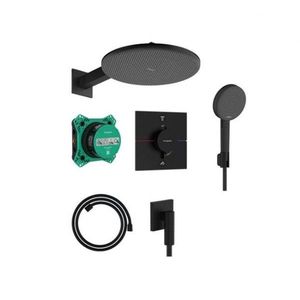 HANSGROHE Raindance Alive S Sprchový set s termostatem pod omítku, průměr 30 cm, 3 proudy, matná černá 24630670 obraz