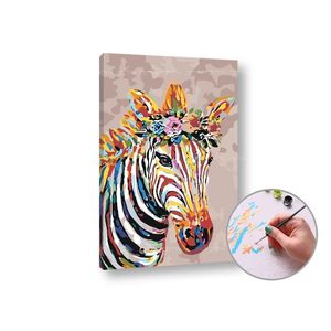 Malba podle čísel ZEBRA S KVĚTINAMI | medium difficulty obraz