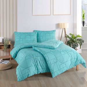 BedTex Bavlněné povlečení Geo Aquatic Awetyrkysová, 140 x 200 cm, 70 x 90 cm, 140 x 200 cm, 70 x 90 cm obraz
