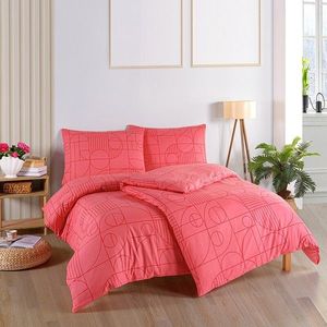 BedTex Bavlněné povlečení Geo Sunset Coral růžová, 140 x 200 cm, 70 x 90 cm, 140 x 200 cm, 70 x 90 cm obraz