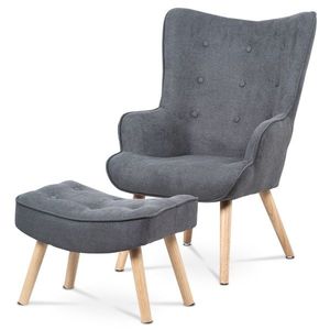 Křeslo ušák s podnožkou GREY2, šedá obraz