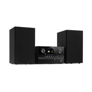 Auna Connect System S, stereo systém + reproduktor, 20 W max., internet/DAB+, černý obraz