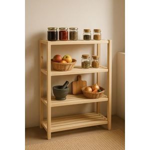 Gaboni 85981 Dřevěný regál, 4 police, 133 x 80 x 33 cm obraz