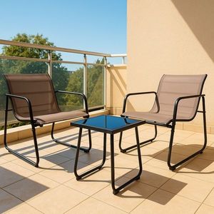 Zahradní relax set 2 křesla a stolek, ocel/textil, skládací obraz