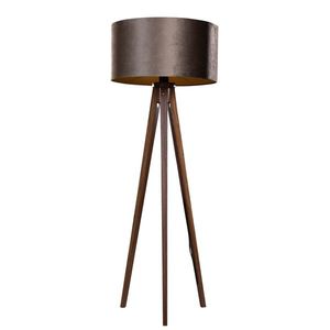 Stojací lampa na třech nohách z ořechového dřeva s hnědým sametovým stínítkem 50 cm - Tripod Classic obraz