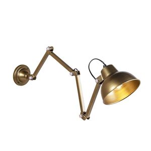 Průmyslová nástěnná lampa mosazná nastavitelná - Avon obraz