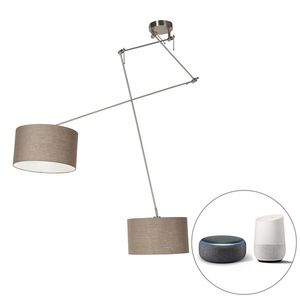 Chytré závěsné svítidlo ocel sstínítkem 35 cm taupe vč. 2 Wi-Fi A60 - Blitz obraz