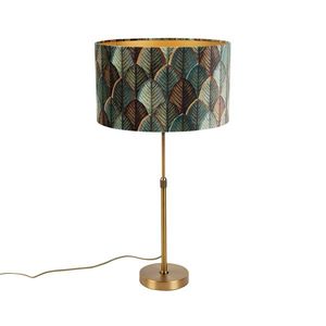 Stolní lampa bronzová ssametovým stínidlem smotivem listů azlatým vnitřkem - Parte obraz