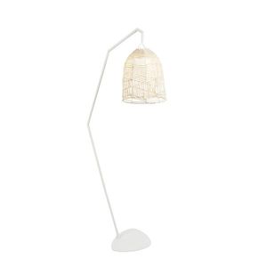 Venkovní stojací lampa bílá vč. LED IP54 dobíjecí s dálkovým ovládáním - Santorini obraz