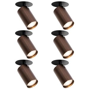 Sada 6 moderních zapuštěných bodových svítidel tmavě bronzová GU10 50mm - Chels obraz