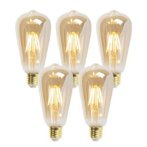 Sada 5 stmívatelných LED žárovek E27 ST64 Goldline 5W 380lm 2200K obraz