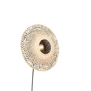 Chytrá nástěnná lampa bambusová 30 cm szástrčkou vč. Wi-Fi P45 - Rina obraz