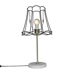 Retro stolní lampa mosazná srámem Granny černý 30 cm - Kaso obraz