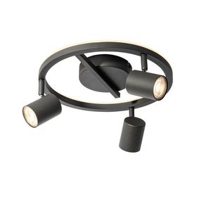 Černé stropní bodové světlo GU10 50 mm 3-světlo kulaté včetně podsvícení - Back Up obraz