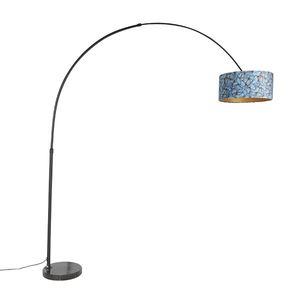 Oblouková lampa černá sametová stínidlo černá se zlatem 50 cm - XXL obraz