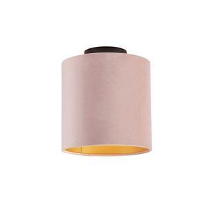 Stropní lampa ssametovým stínítkem starorůžová se zlatem 20 cm - Combi Black obraz