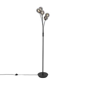 Moderní stojací lampa černá 5-světlo s kouřovým sklem - Atény obraz