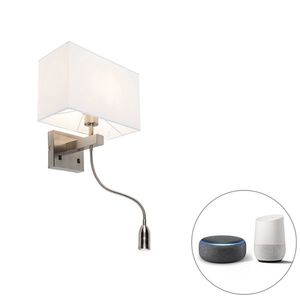 Chytrá nástěnná lampa ocel sodstínem krémově bílým vč. Wi-Fi P45 - Bergamo obraz