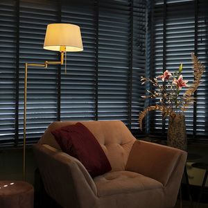 Klasická bronzová stojací lampa s nastavitelným bílým stínítkem - Ladas Fix obraz