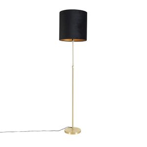 Stojací lampa zlatá/mosazná s černým sametovým stínítkem 40/40 cm - Parte obraz