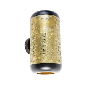 Vinylová nástěnná lampa černá s mosazí 20 cm 2-světlo - Kayleigh obraz