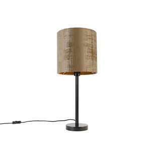 Moderní stolní lampa černá s hnědým stínítkem 25 cm - Simplo obraz