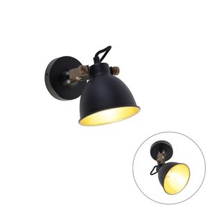 Průmyslová nástěnná lampa černá se zlatem nastavitelná - Liko obraz