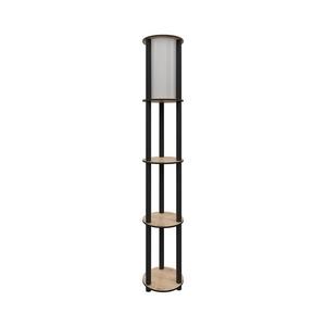 Stojací lampa s poličkami 1xE27/40W/230V 150 cm černá/hnědá obraz
