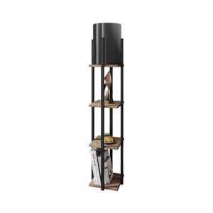 Stojací lampa s poličkami NORA 1xE27/40W/230V černá/hnědá obraz
