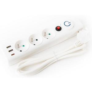 Prodlužovací kabel s vypínačem 3Z Typ E + 2xUSB-A + 1xUSB-C 1, 5m obraz