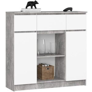 Ak furniture Komoda Baros 101 cm beton/bílá obraz