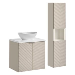 Comad Koupelnová sestava Viva Cashmere s deskou, umyvadlem a skříňkami 60 cm kašmírová/bílá obraz