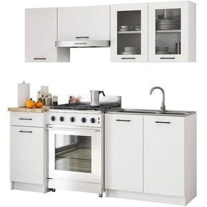 Ak furniture Kuchyňská linka Olivie 1, 8 m prosklená bílá/dub sonoma obraz