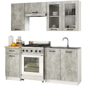 Ak furniture Kuchyňská linka Olivie H720 1, 8 m prosklená beton obraz