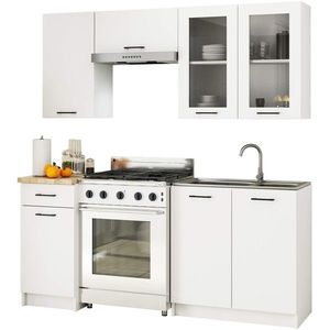 Ak furniture Kuchyňská linka Olivie H720 1, 8 m prosklená bílá/dub sonoma obraz