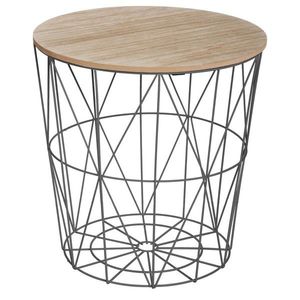 DekorStyle Odkládací stolek KUMI 40 cm černý/dub přírodní obraz