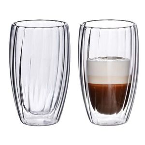 Allesken Sada 2 ks skleněných hrnků PETER STRIPES 450 ml čirá obraz