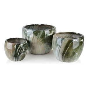 Mondex Since 1986 Sada 3 obalů na květináče Neva Marble mramorová/zelená obraz