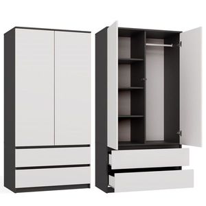 TP Living Šatní skříň Malwa SS-90 cm antracit/bílá obraz