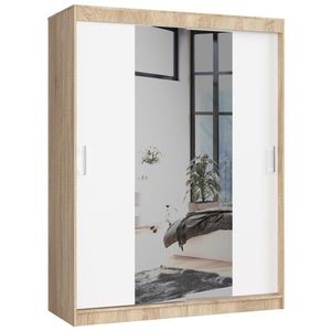 Ak furniture Šatní skříň se zrcadlem Reton 150 cm dub sonoma/bílá obraz