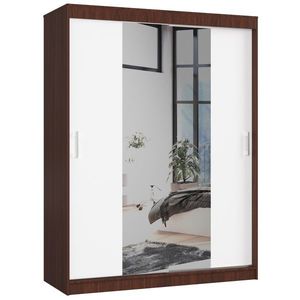 Ak furniture Šatní skříň se zrcadlem Reton 150 cm wenge/bílá obraz