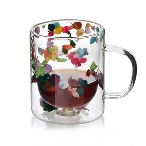 Mondex Skleněný hrnek PETER FLOWER 300 ml čirý/vícebarevný obraz