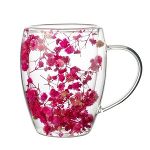 Allesken Skleněný hrnek PETER FLOWERS 320 ml čirý/růžový obraz