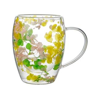 Allesken Skleněný hrnek PETER FLOWERS 320 ml čirý/žlutý/zelený obraz