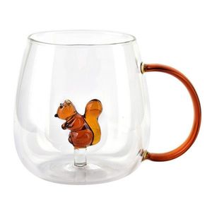 Allesken Skleněný hrnek PETER SQUIRREL 400 ml čirý/oranžový obraz