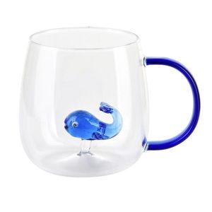Allesken Skleněný hrnek PETER WHALE 400 ml čirý/modrý obraz