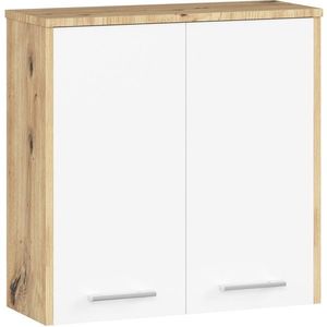 Ak furniture Závěsná koupelnová skříňka Fin 60 cm dub artisan/bílá obraz